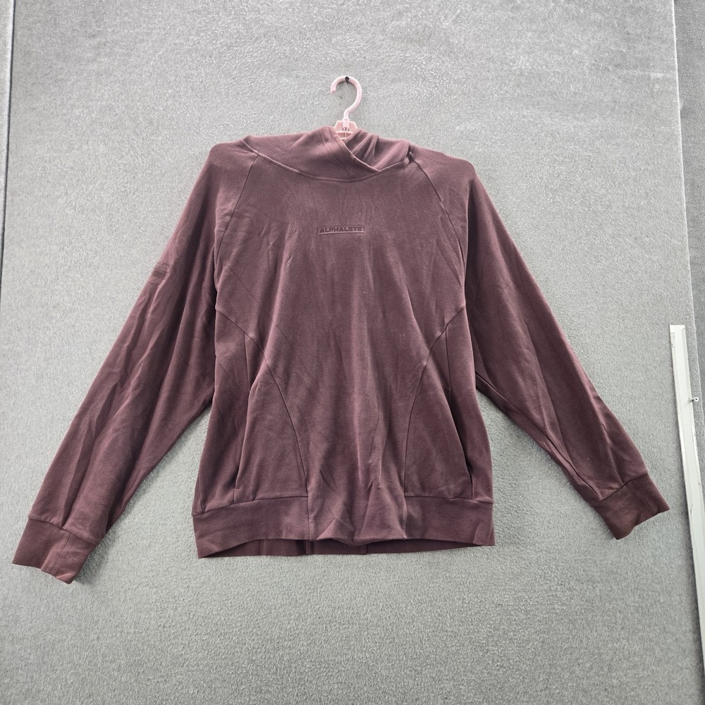 Alphalete Women Sweatshirt L Burgundy Activewear Logo‎ Identity Pro Pullover